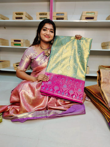 100% silk mark certified kanjivaram meenakari saree