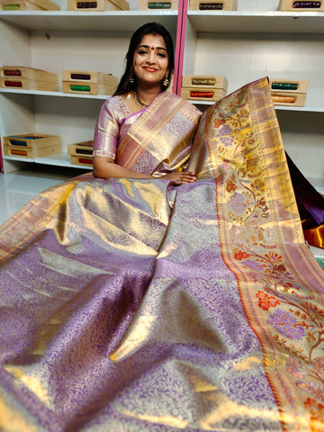100% silk mark certified kanjivaram meenakari saree