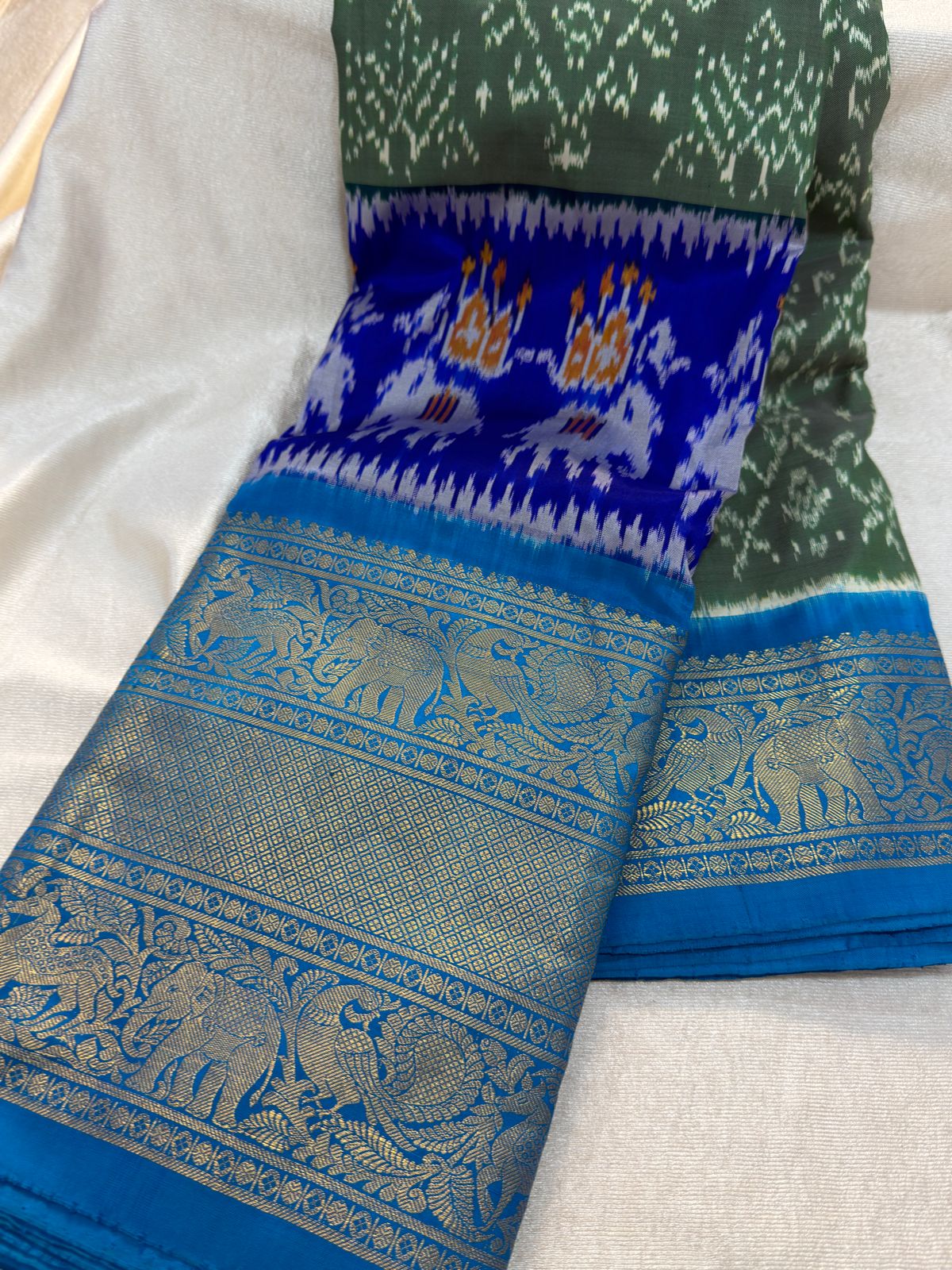 50% ikkat pattu saree