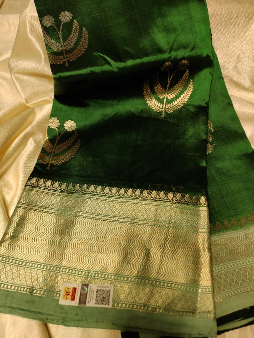 100% silk mark certified green Mango silk saree