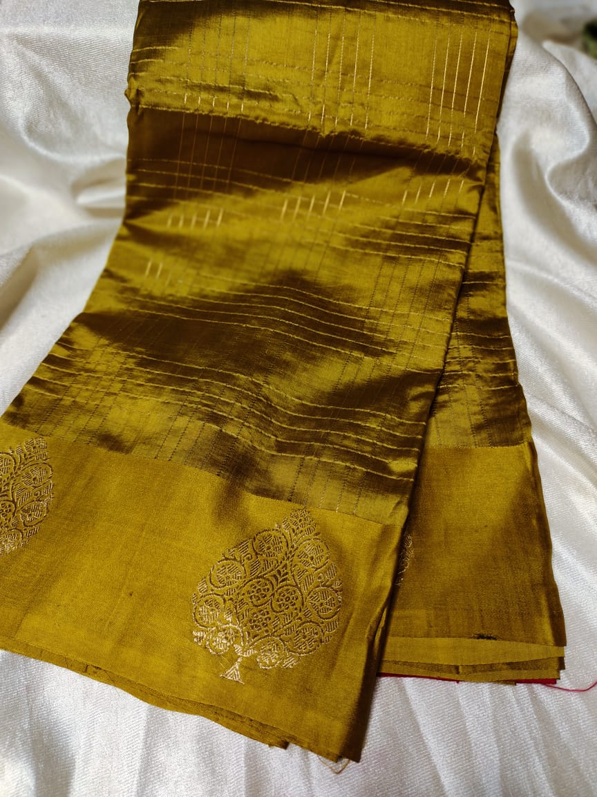 100% silk mark certified green Mango silk saree