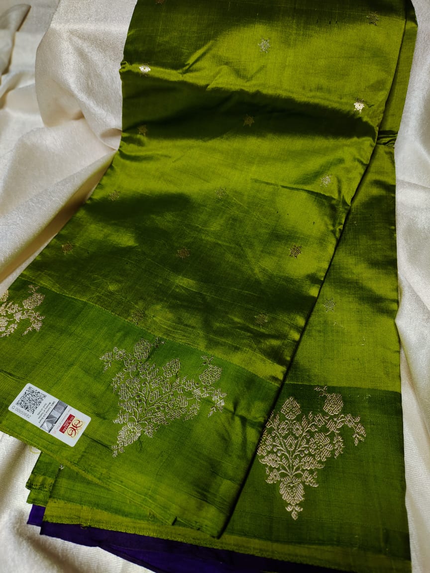 100% silk mark certified green Mango silk saree
