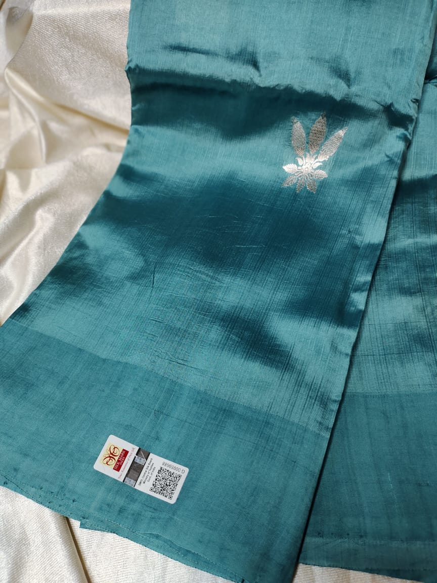 100% silk mark certified green Mango silk saree