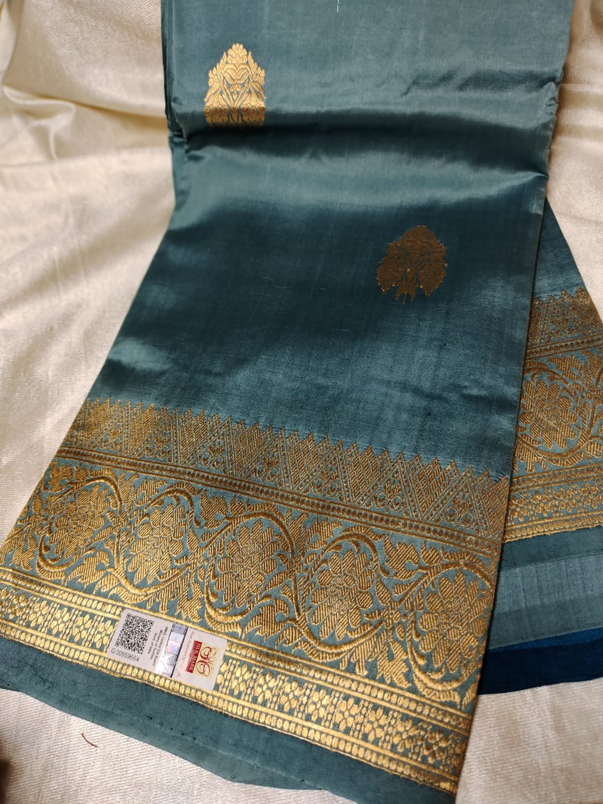 100% silk mark certified green Mango silk saree