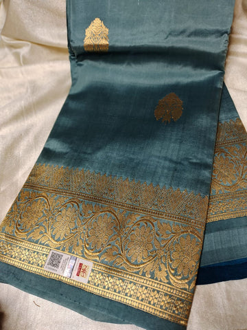 100% silk mark certified green Mango silk saree