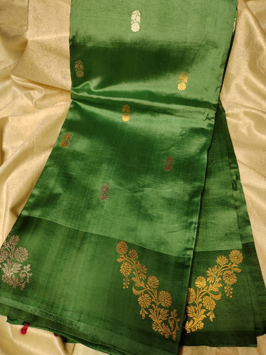 100% silk mark certified green Mango silk saree