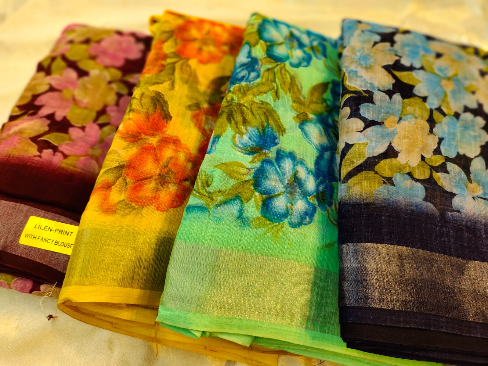 1+3 linen sarees