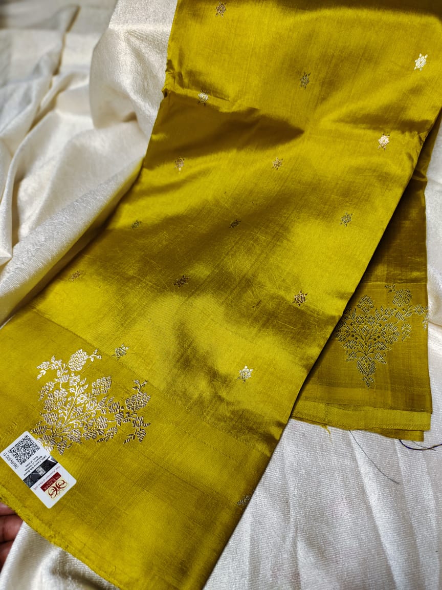 100% silk mark certified green Mango silk saree