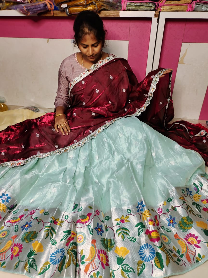 Tishu paithani lehanga