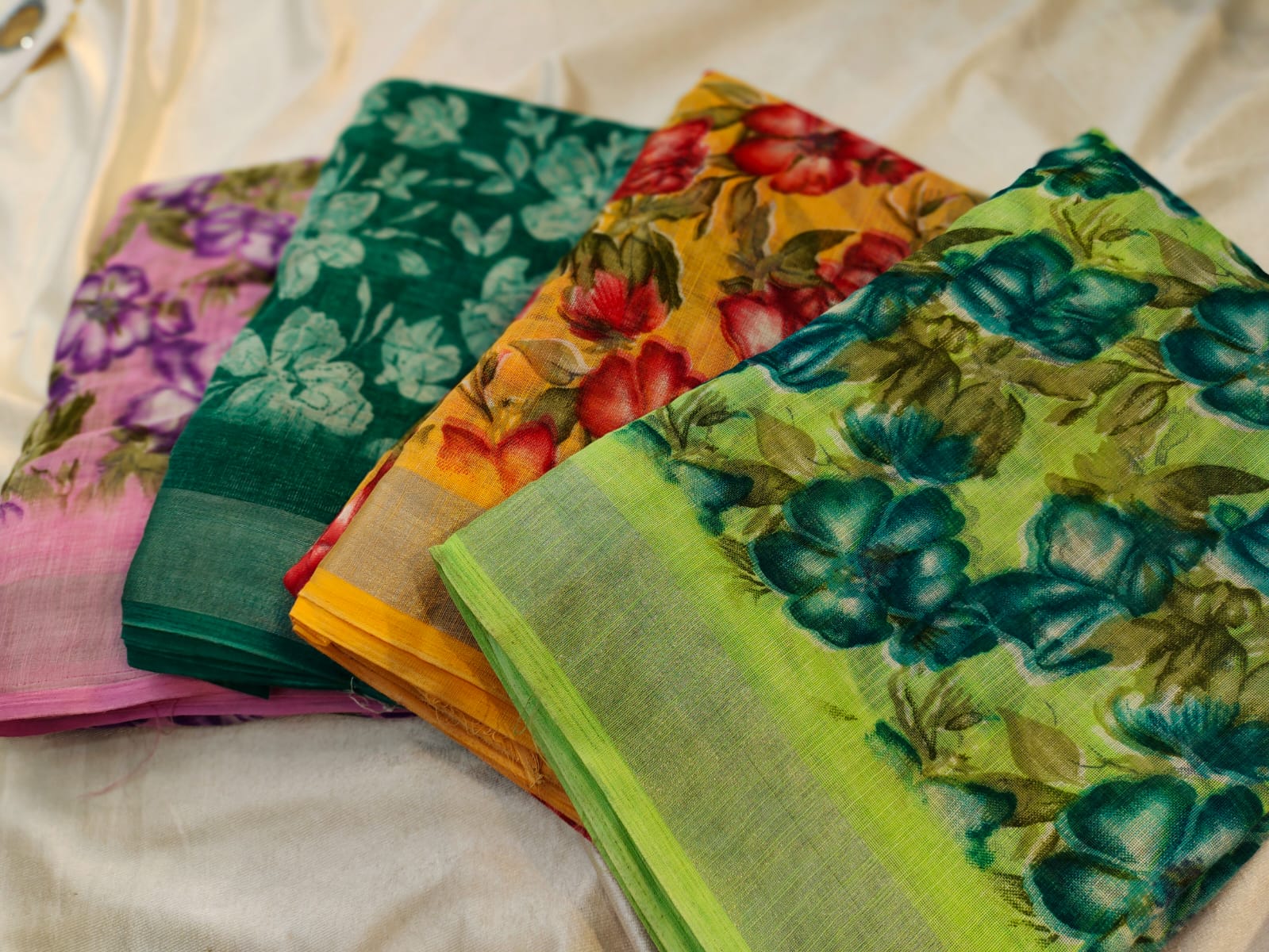 1+3 linen sarees