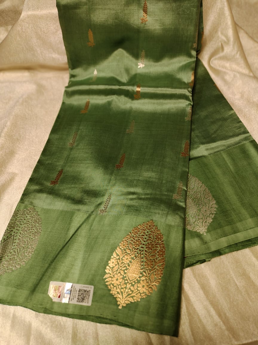 100% silk mark certified green Mango silk saree