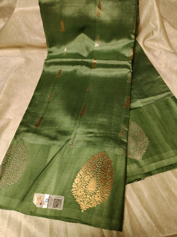 100% silk mark certified green Mango silk saree