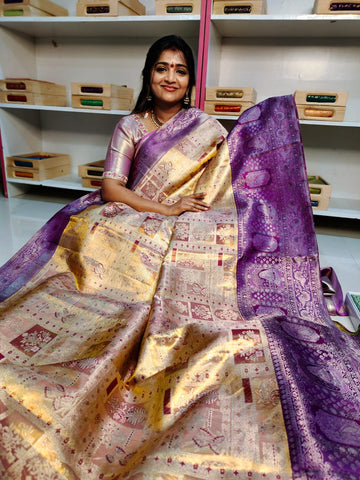 100% silk mark certified kanjivaram meenakari saree