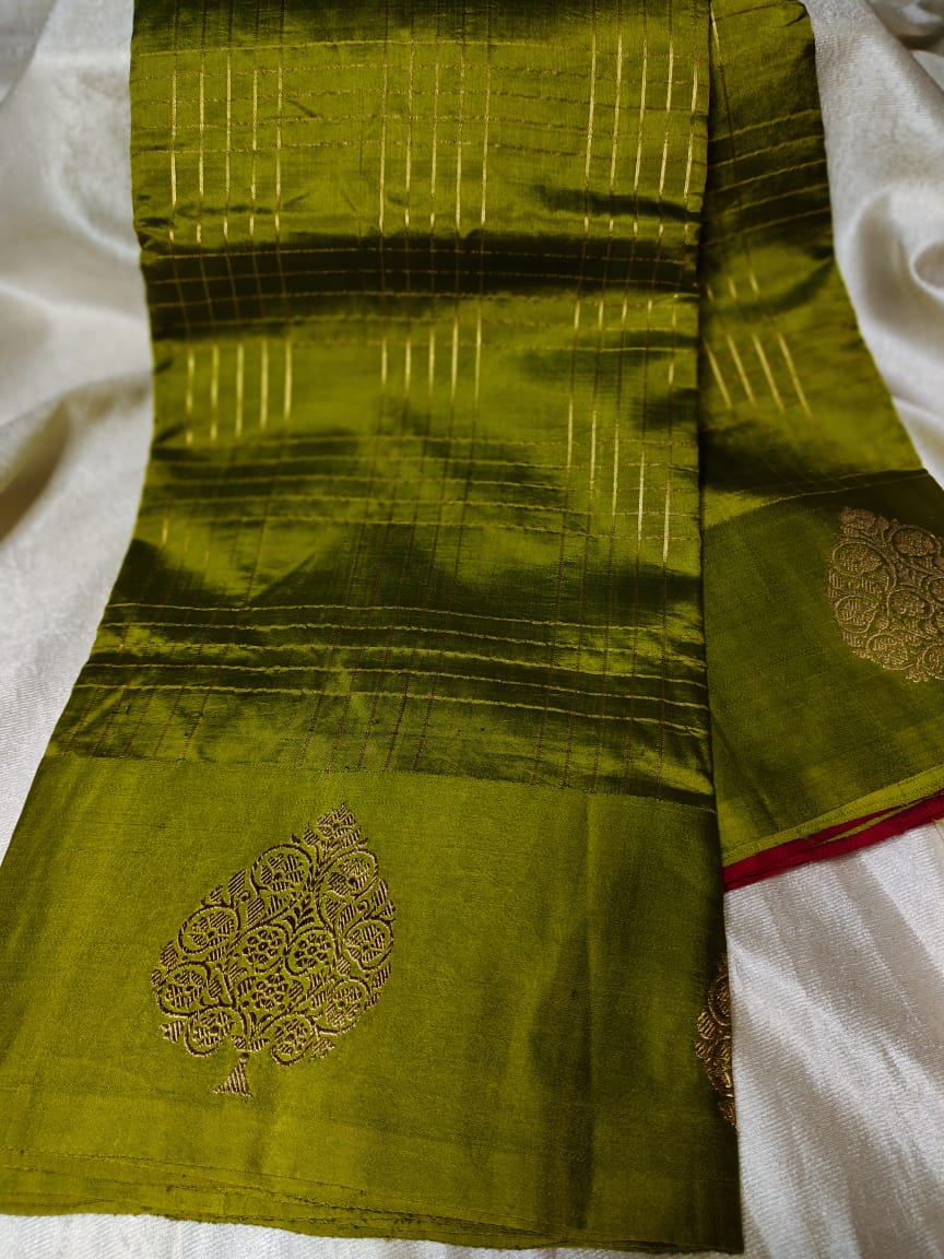 100% silk mark certified green Mango silk saree