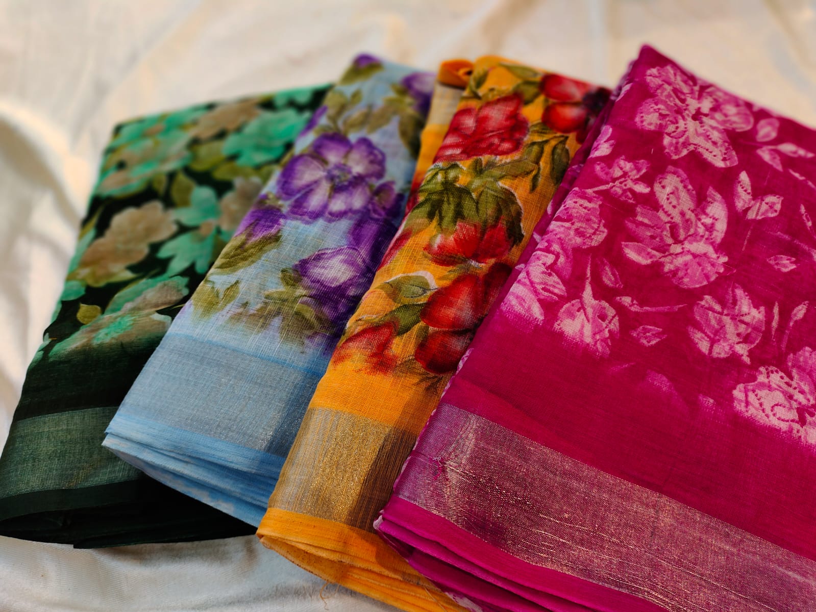 1+3 linen sarees
