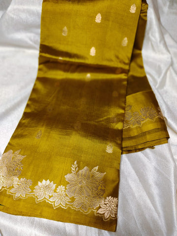 100% silk mark certified green Mango silk saree