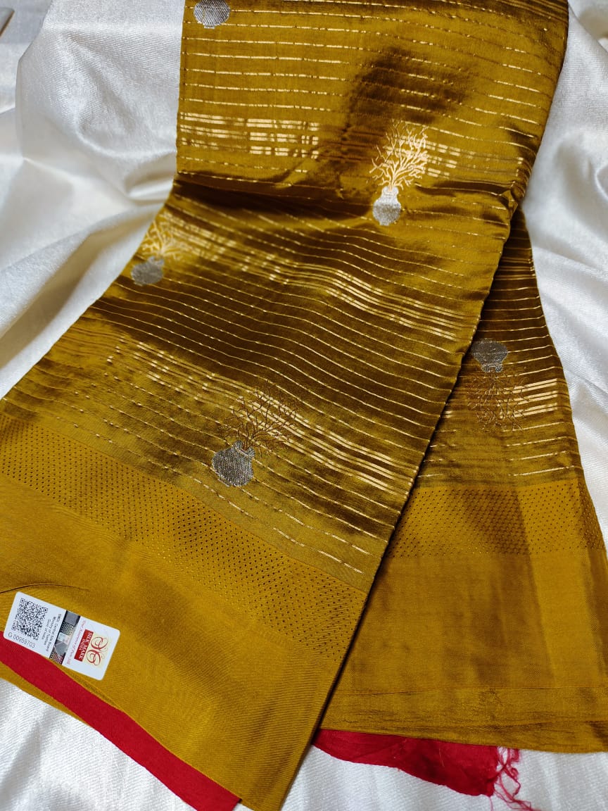 100% సిల్క్ మార్క్ సర్టిఫైడ్ గ్రీన్ మ్యాంగో సిల్క్ చీర