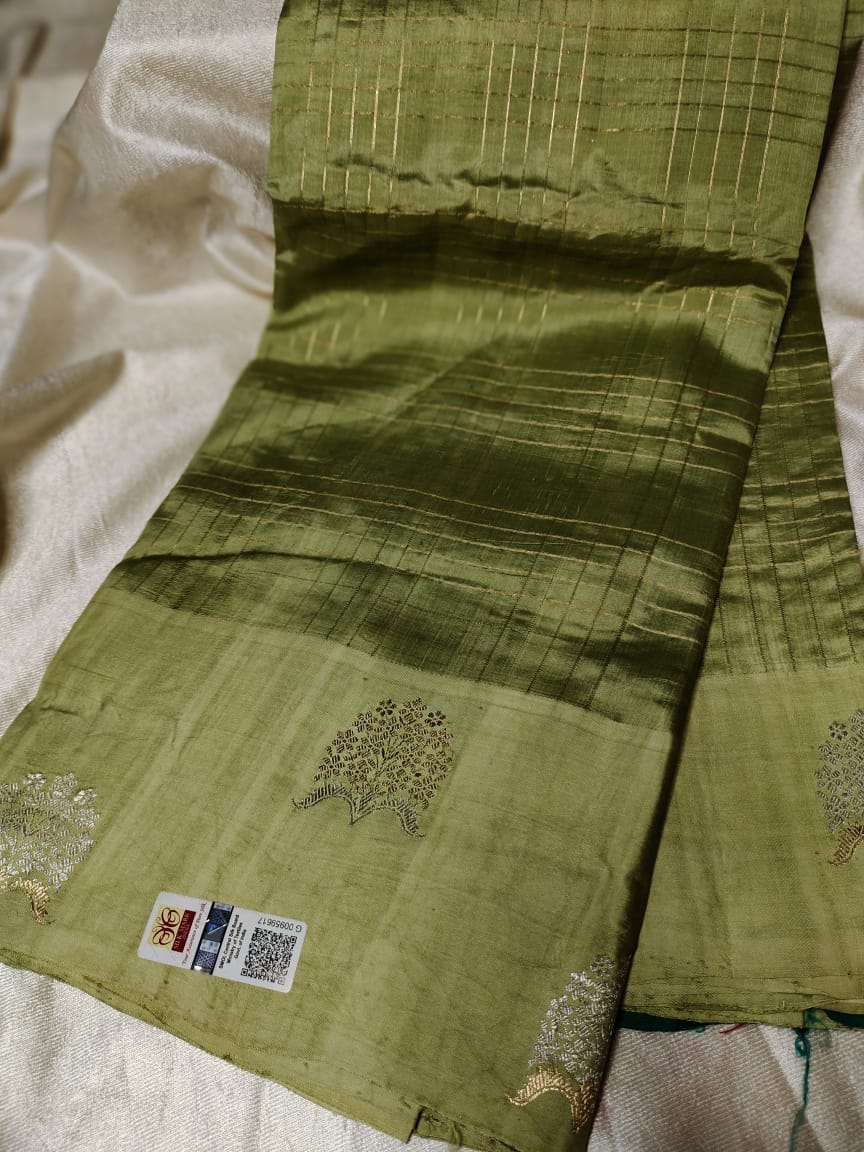 100% silk mark certified green Mango silk saree