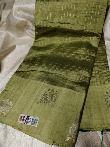 100% silk mark certified green Mango silk saree