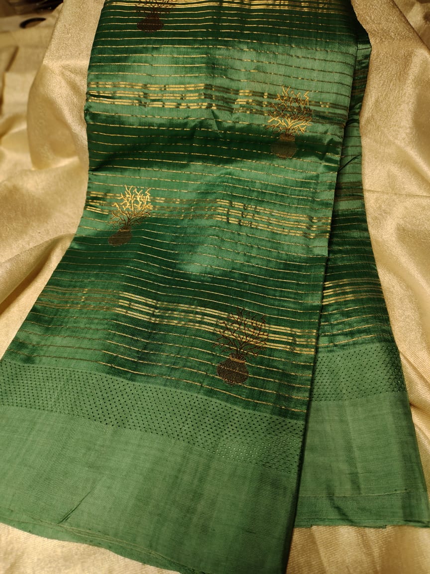 100% silk mark certified green Mango silk saree