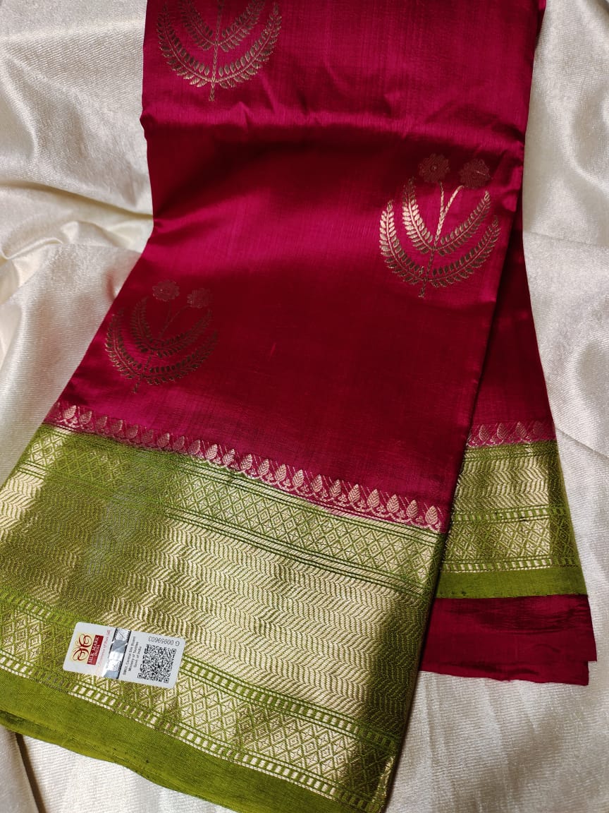 100% silk mark certified green Mango silk saree