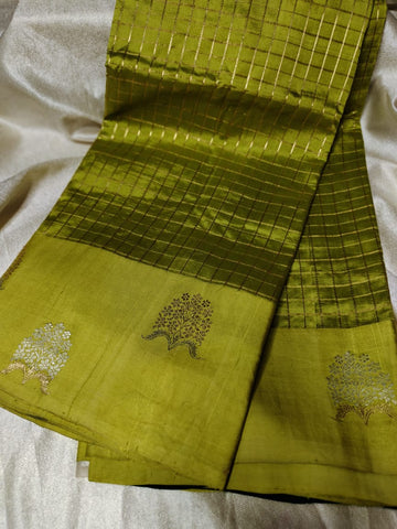 100% silk mark certified green Mango silk saree