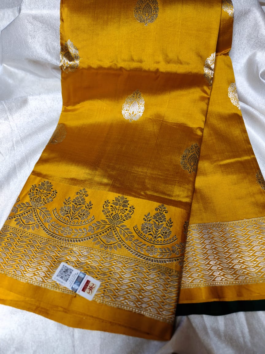 100% silk mark certified green Mango silk saree