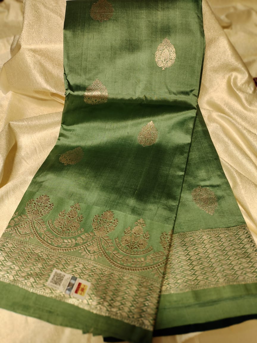 100% silk mark certified green Mango silk saree