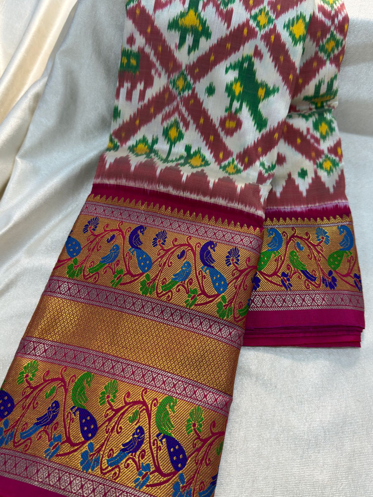 50% ikkat pattu saree