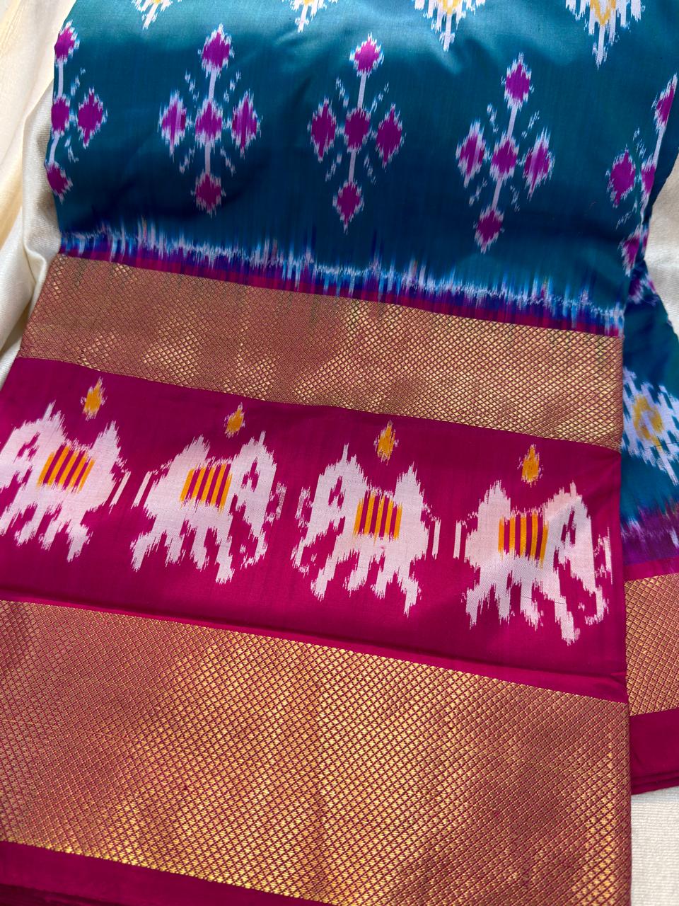 50% ikkat pattu saree