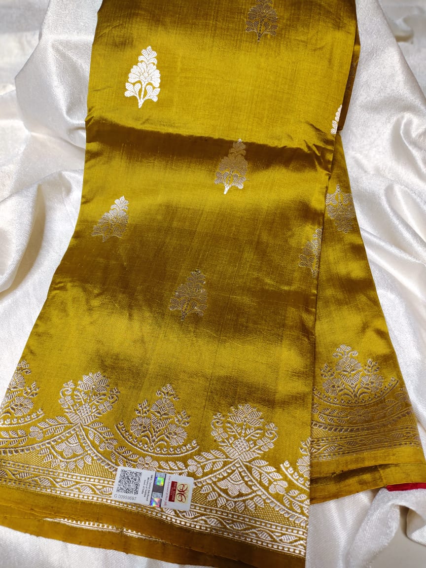 100% silk mark certified green Mango silk saree