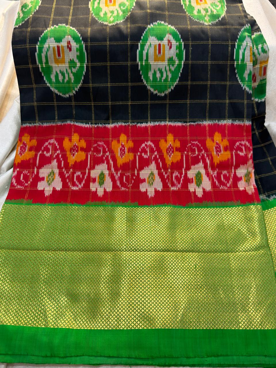 50% ikkat pattu saree