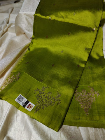 100% silk mark certified green Mango silk saree