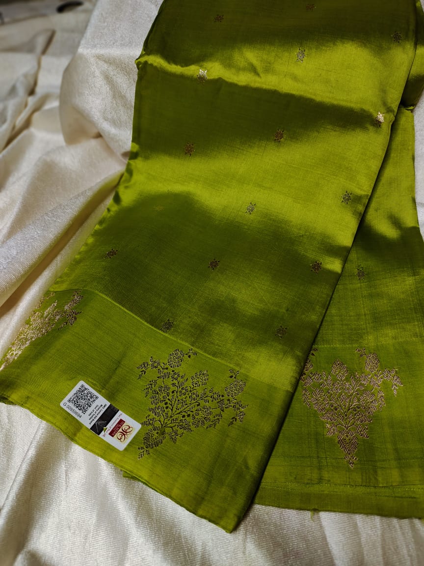 100% silk mark certified green Mango silk saree