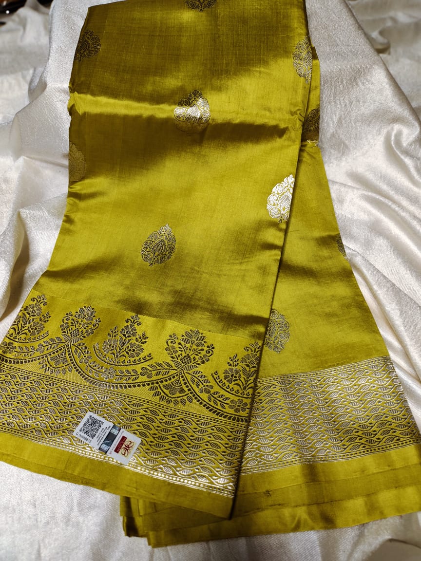 100% silk mark certified green Mango silk saree
