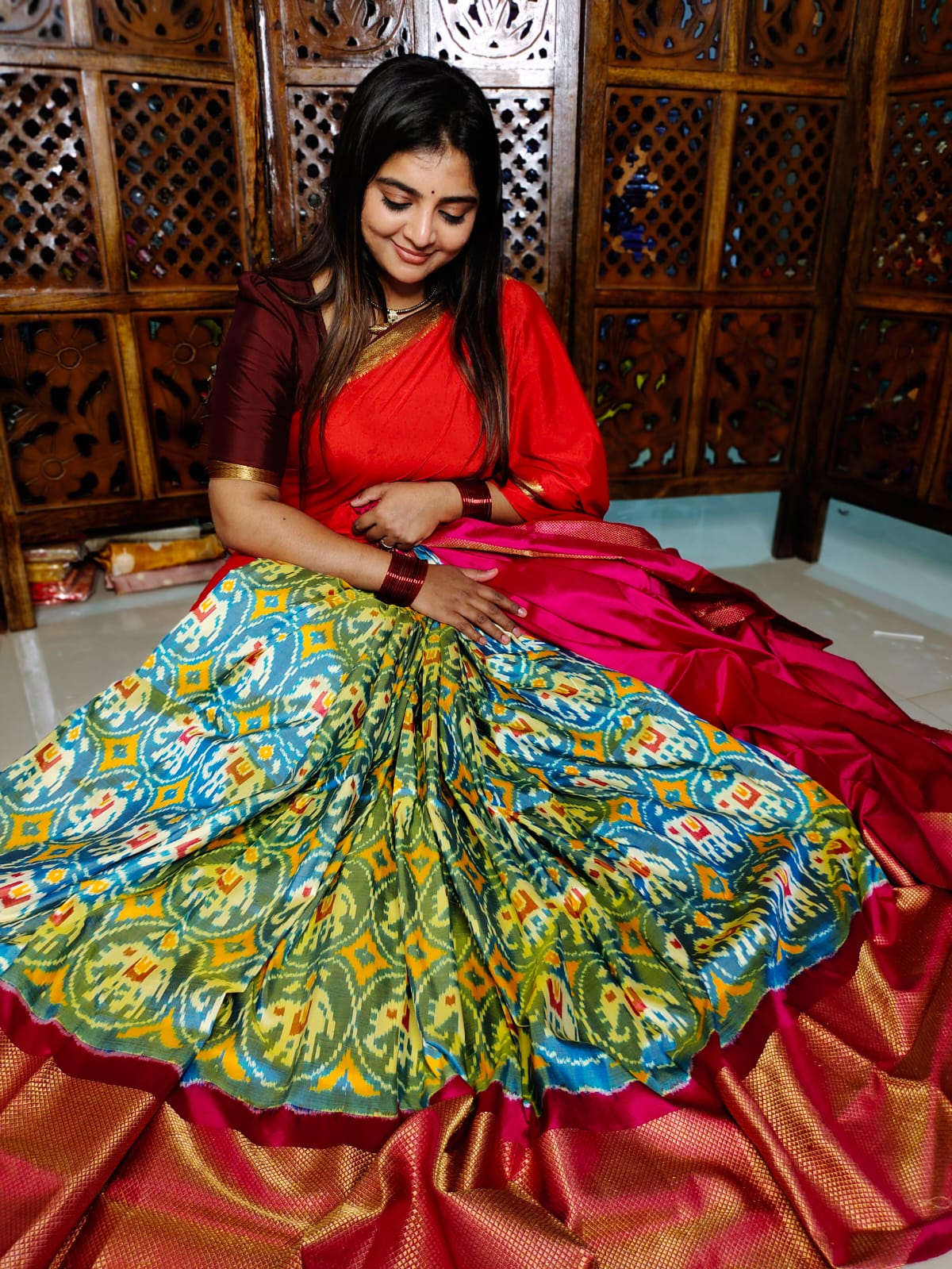 Ikkat lehanga
100% silk mark