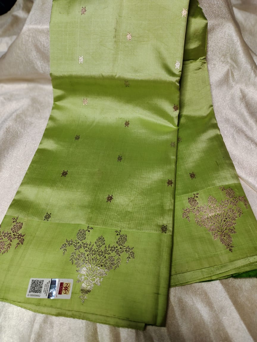 100% silk mark certified green Mango silk saree