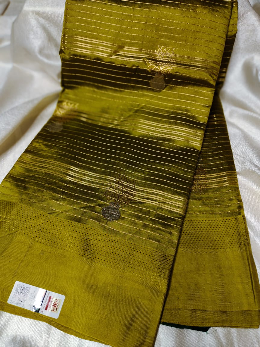100% silk mark certified green Mango silk saree