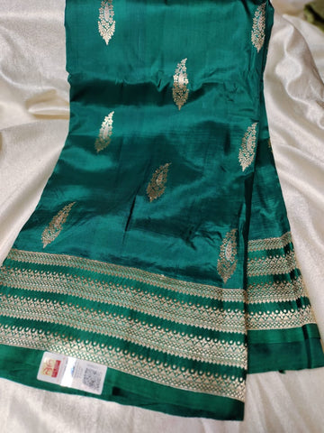 100% silk mark certified green Mango silk saree