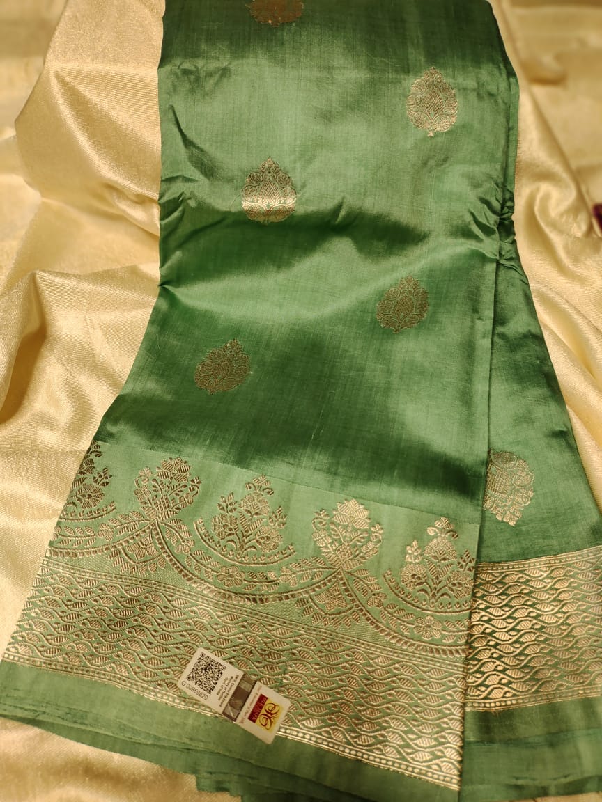 100% silk mark certified green Mango silk saree
