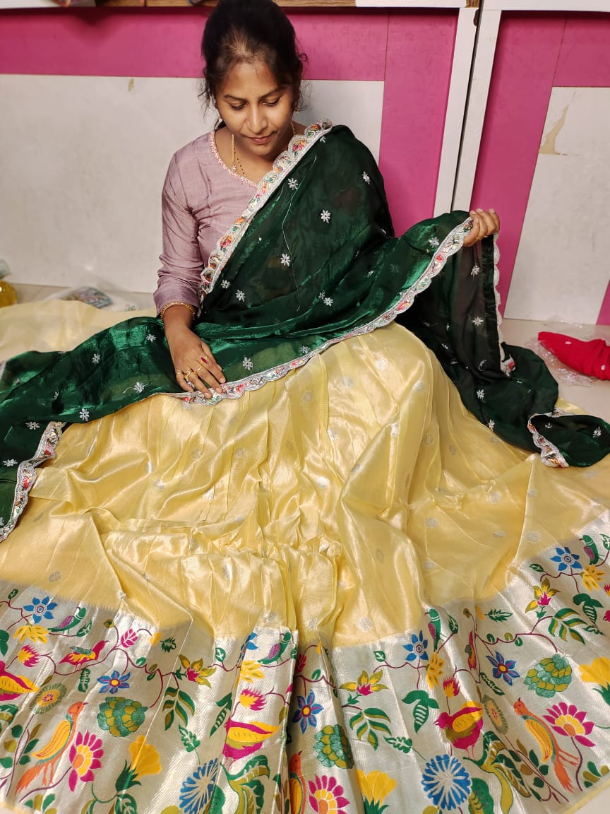 Tishu paithani lehanga