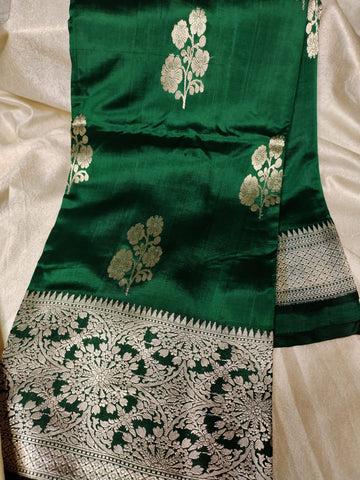 100% silk mark certified green Mango silk saree