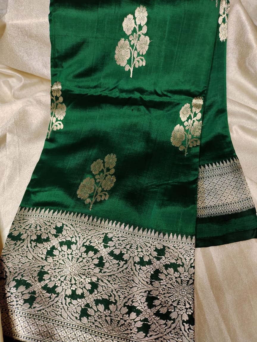 100% silk mark certified green Mango silk saree