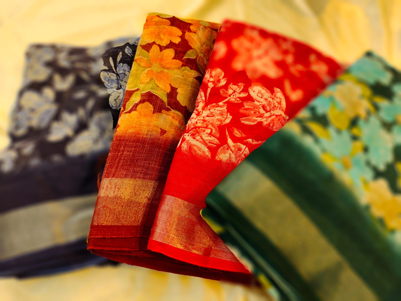 1+3 linen sarees
